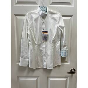 NEW CHEVAL women's traditional show shirt in white/bluargyle